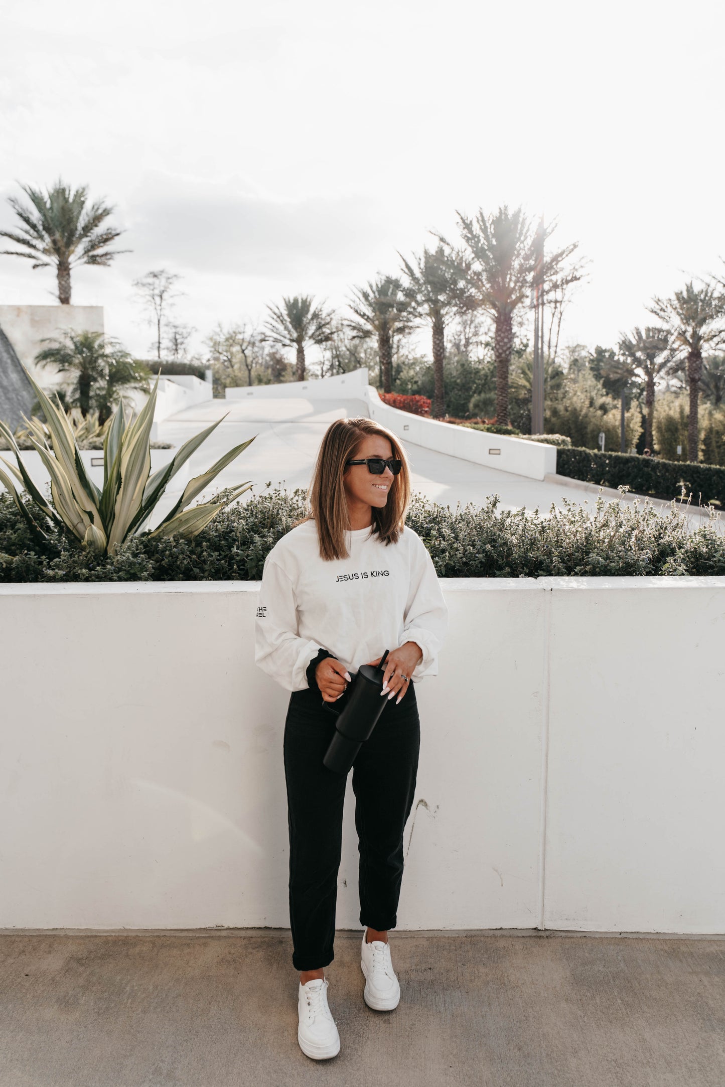 " JESUS IS KING " Women's White Long Sleeve Shirt