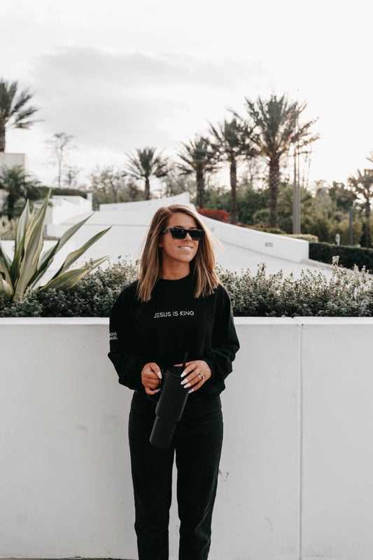 " JESUS IS KING " Women's Black Long Sleeve