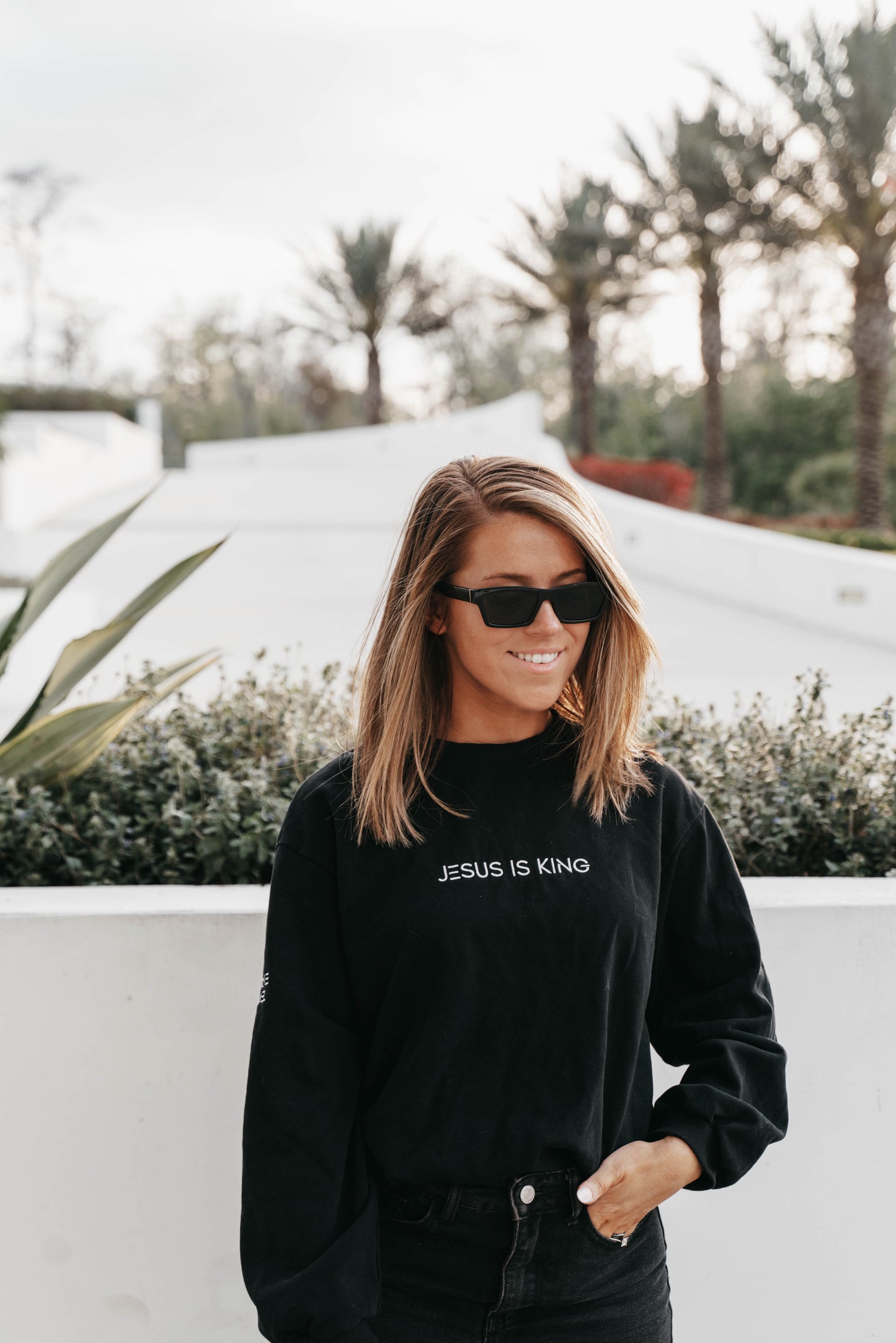 " JESUS IS KING " Women's Black Long Sleeve