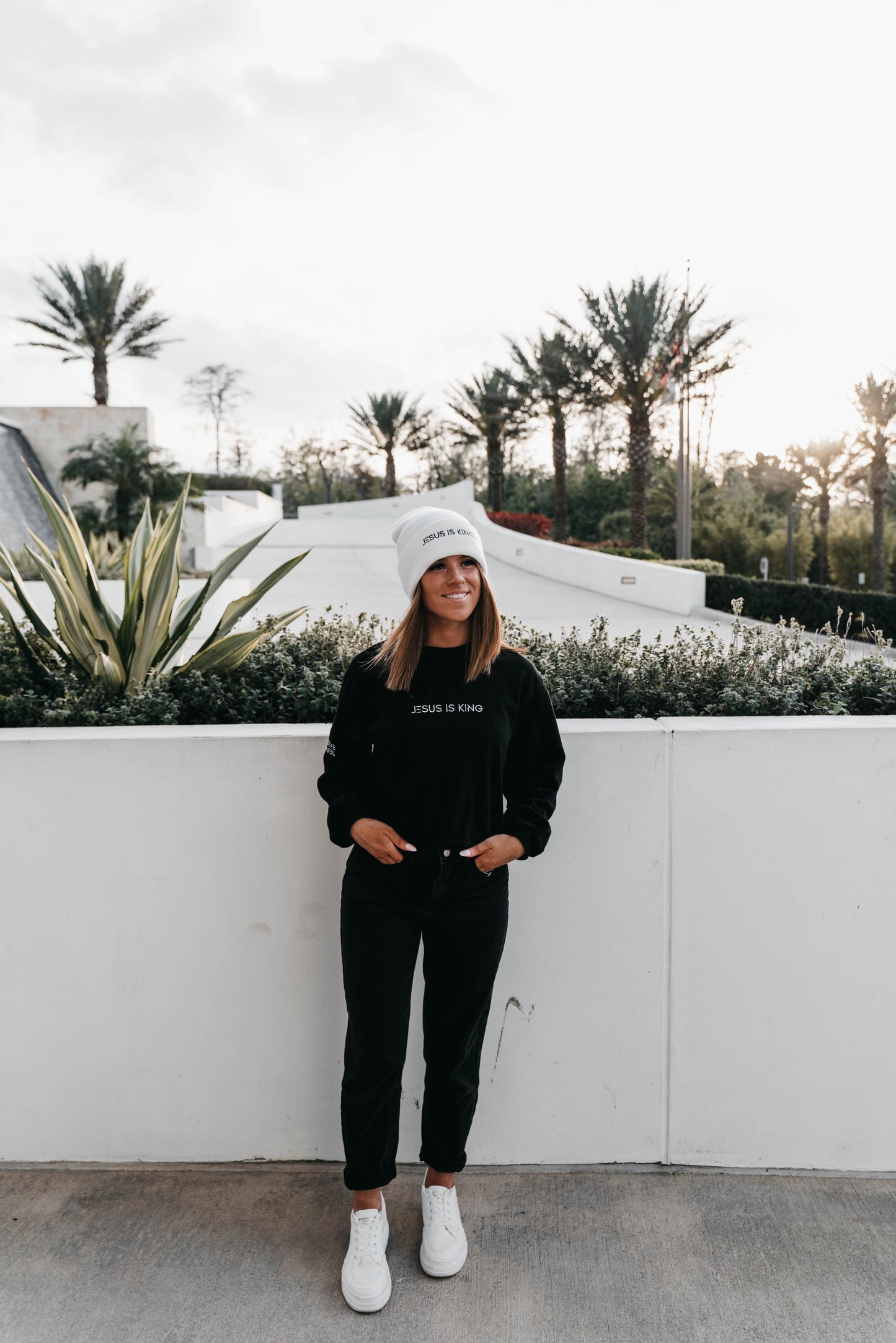 " JESUS IS KING " Unisex White Beanie