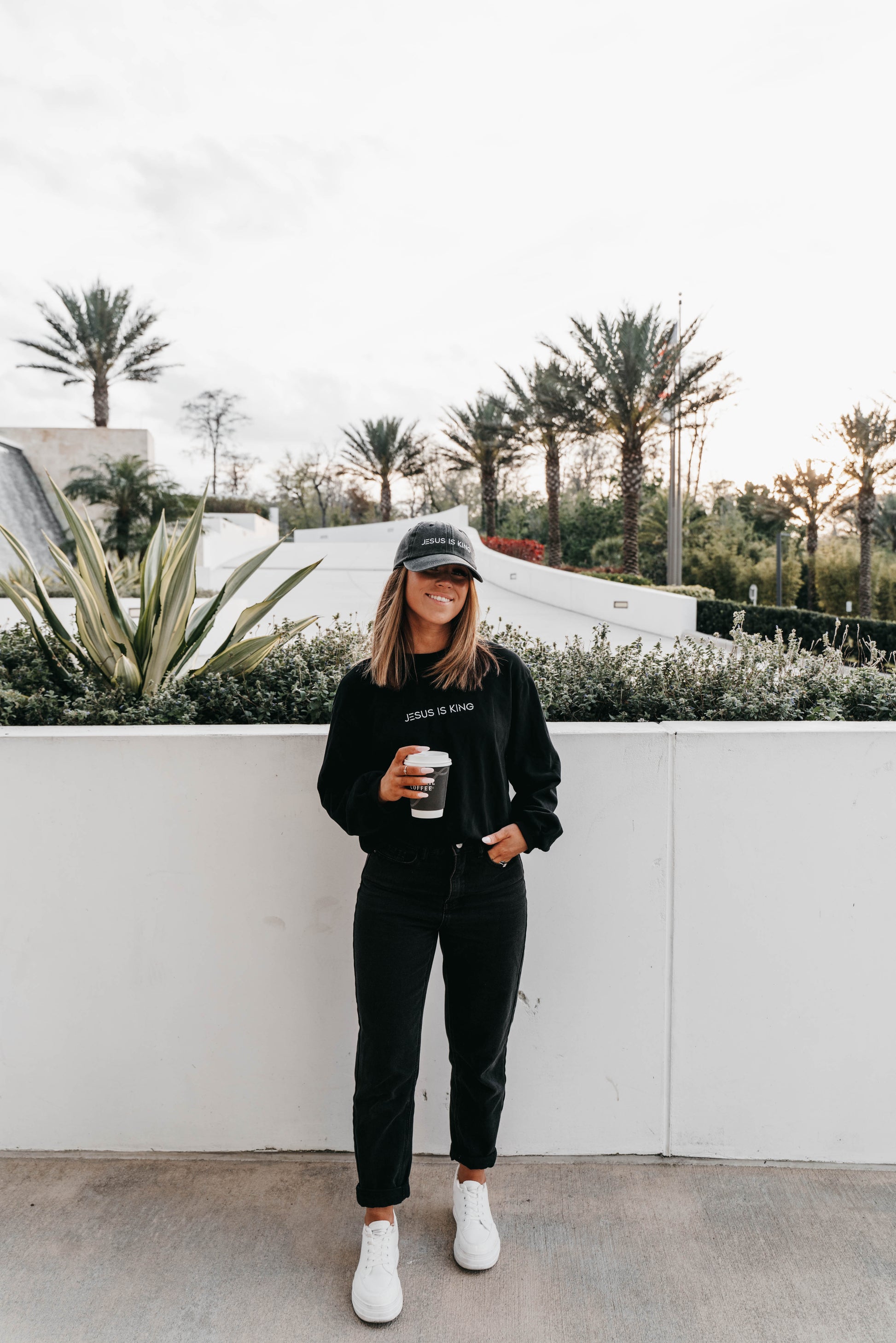 Unisex stone cap with “Jesus Is King” embroidered – faith-based headwear