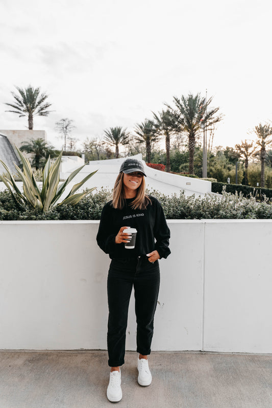 Unisex stone cap with “Jesus Is King” embroidered – faith-based headwear