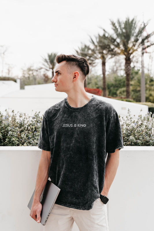 " JESUS IS KING " Men's Stone Short Sleeve