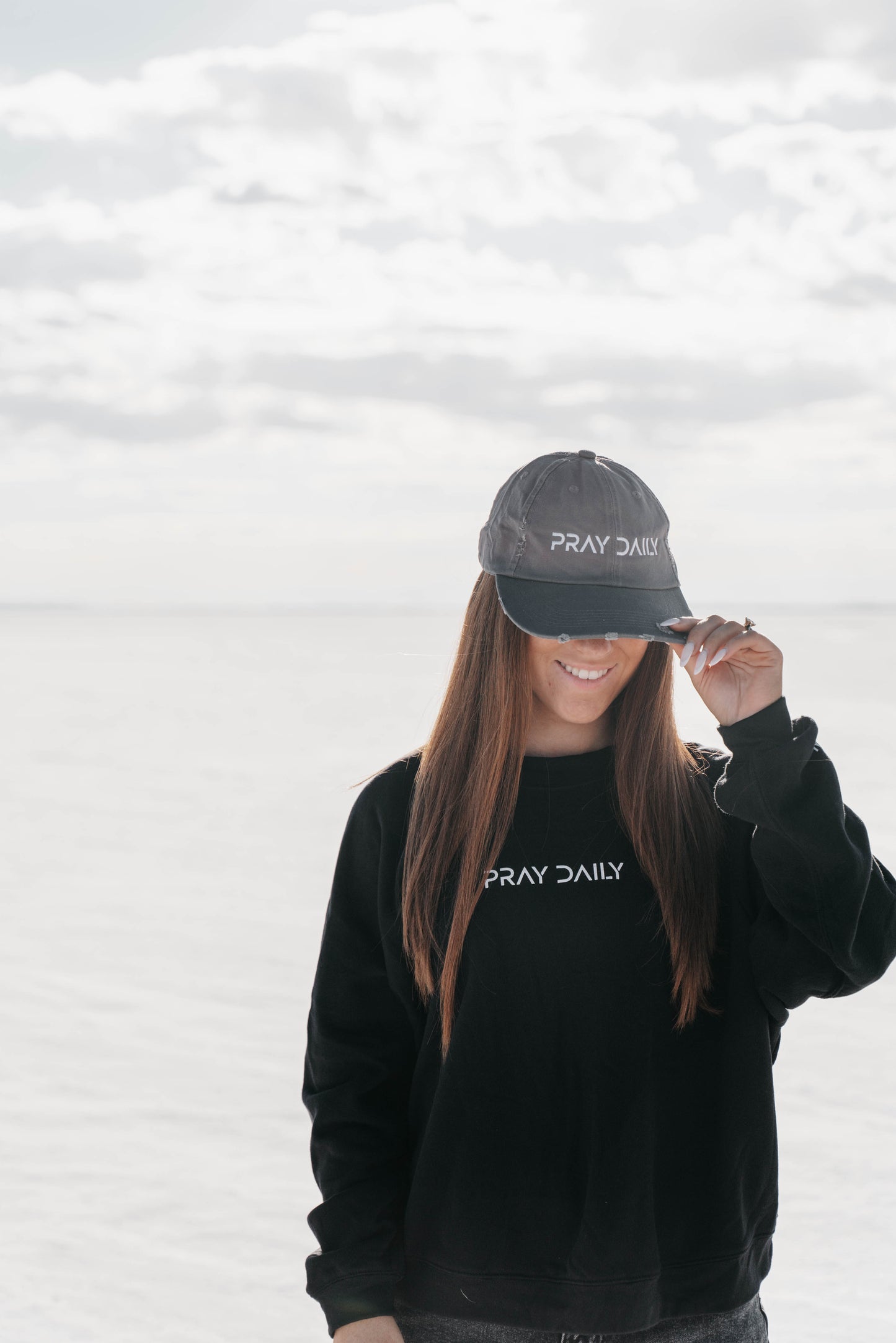 " PRAY DAILY " Women's Black Crewneck