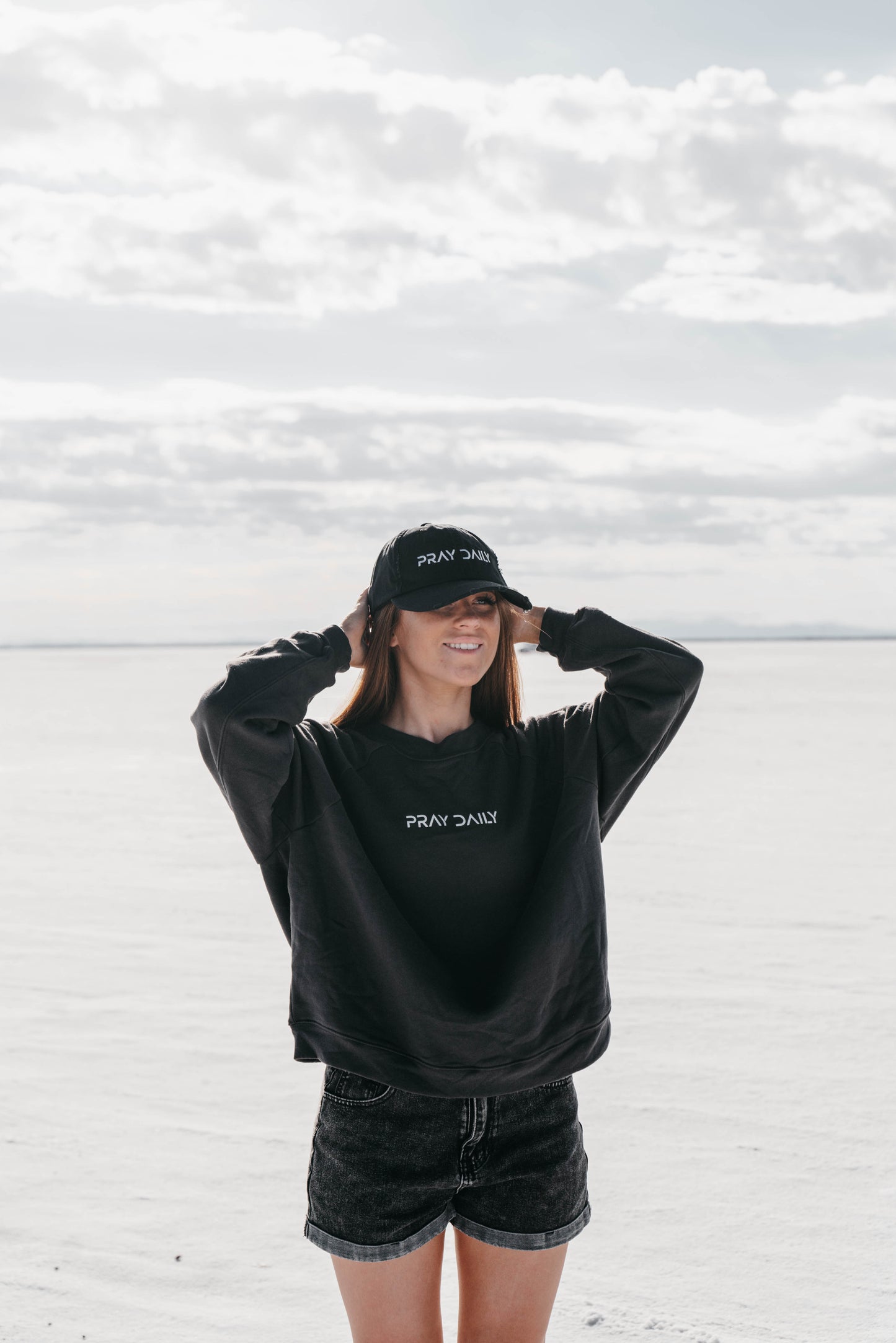 " PRAY DAILY " Women's Grey Crewneck