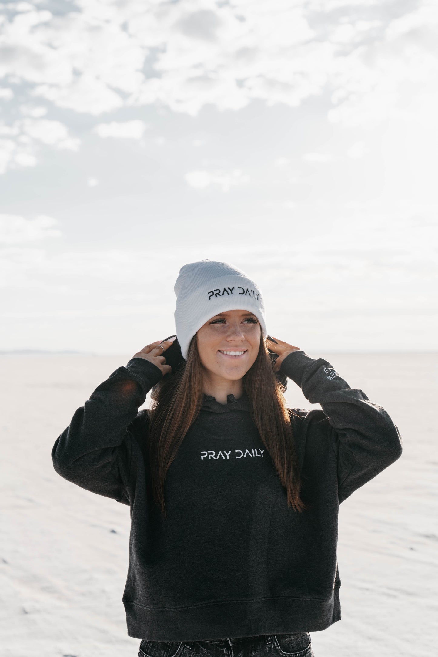 " PRAY DAILY " Women's Grey Hoodie