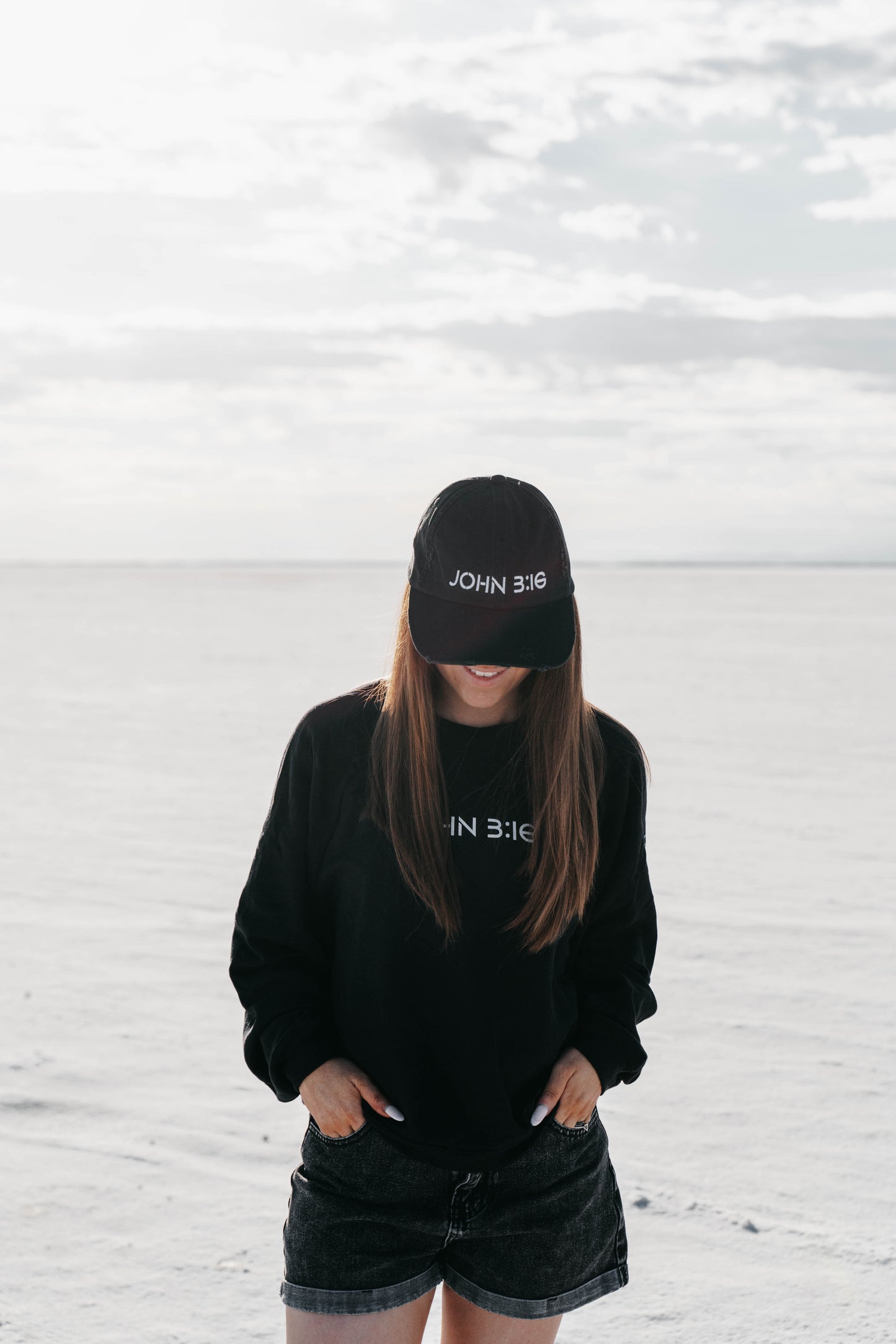 " JOHN 3:16 " Black Unisex Distressed Cap