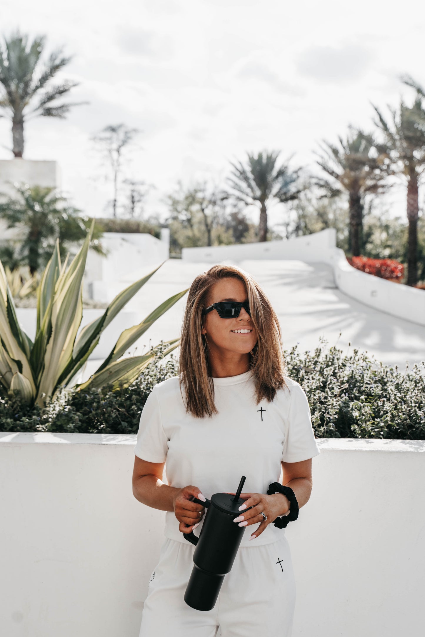 " THE CROSS " Women's White 2 Piece Lounge Set