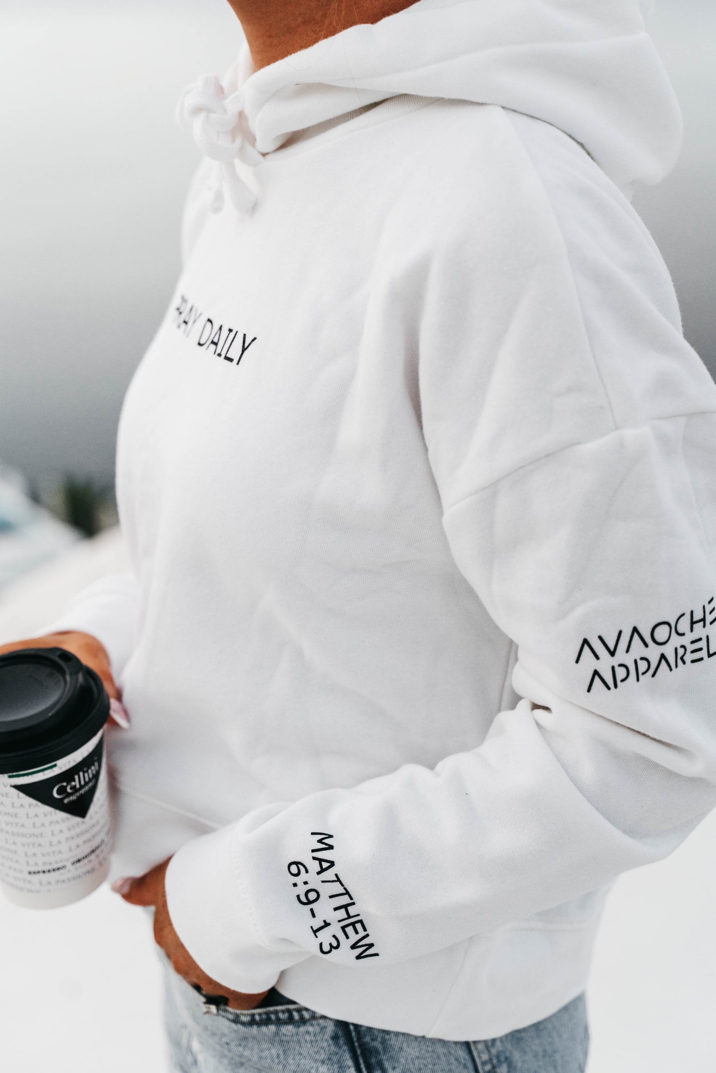 " PRAY DAILY " Women's White Hoodie