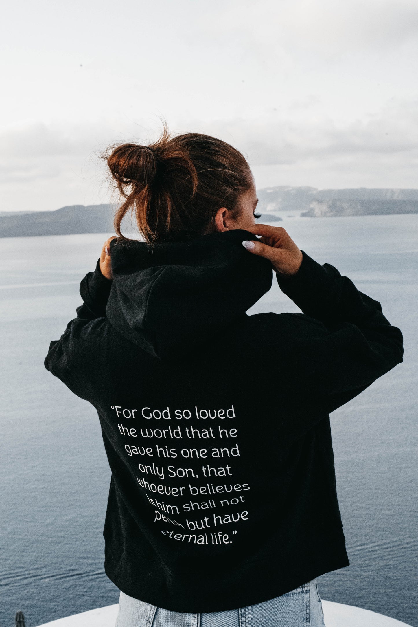 " JOHN 3:16 " Women's Black Hoodie