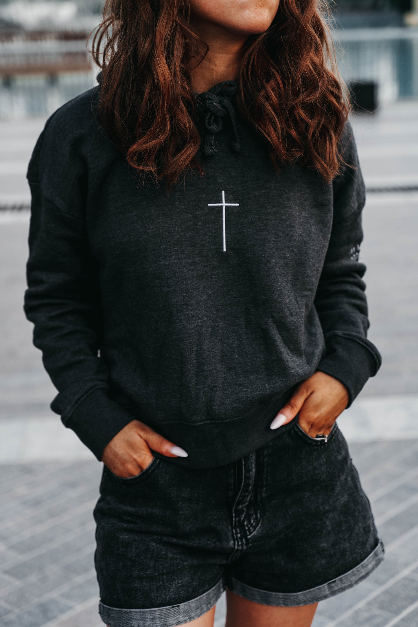 " ASK ME ABOUT JESUS " Women's Charcoal Grey Hoodie