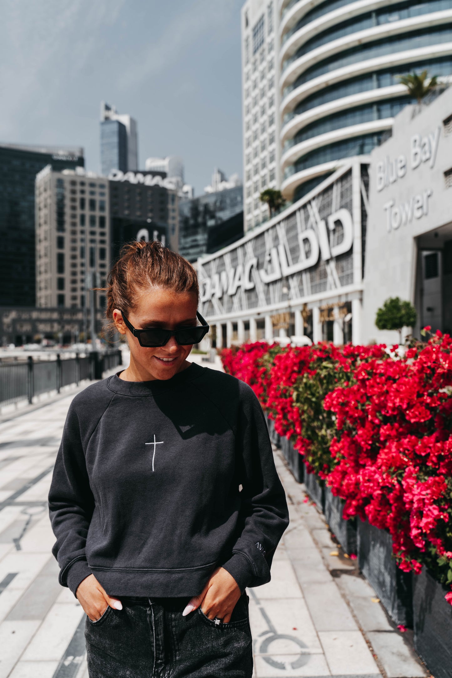 " ASK ME ABOUT JESUS " Women's Charcoal Grey Crewneck