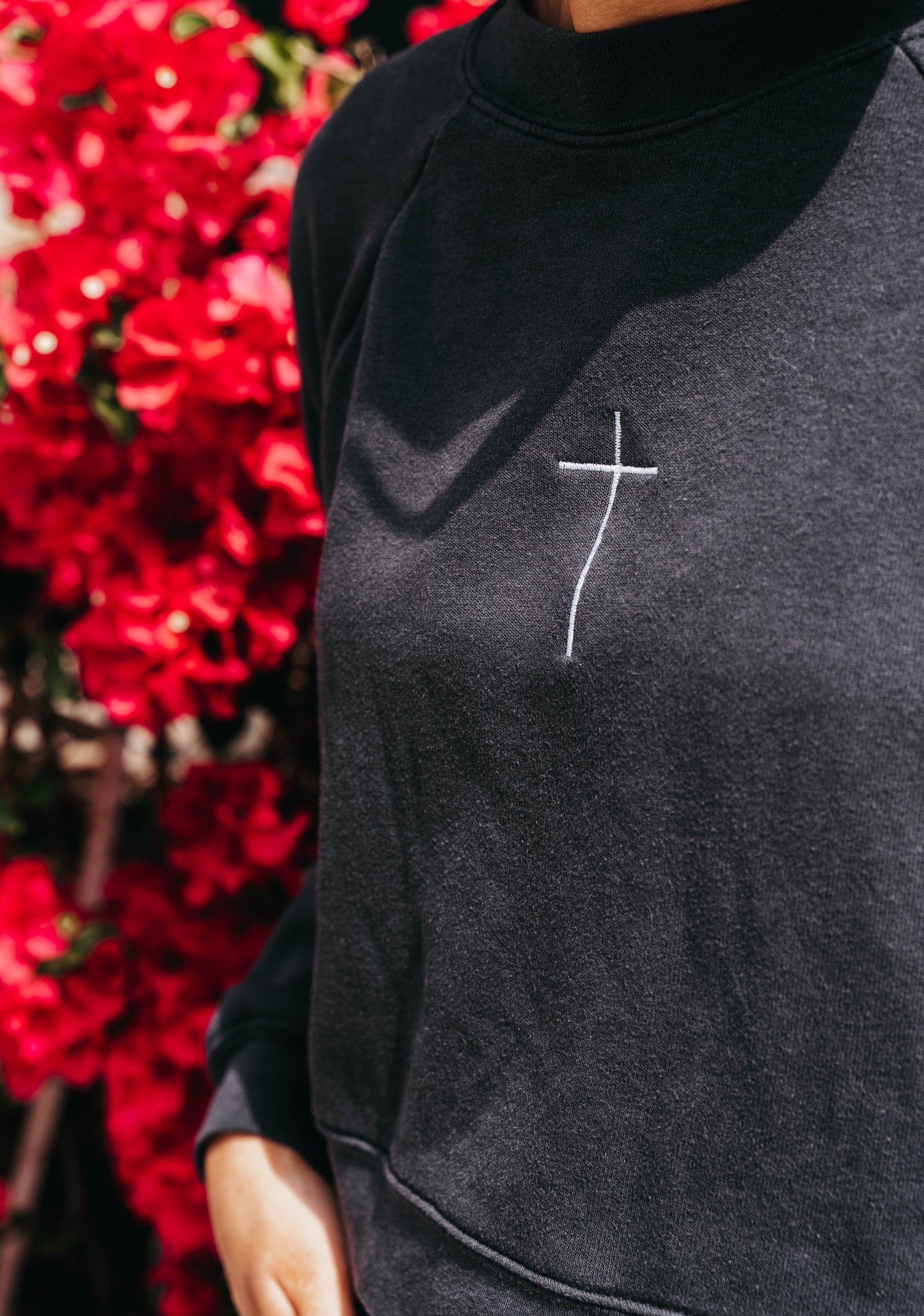 " ASK ME ABOUT JESUS " Women's Charcoal Grey Crewneck