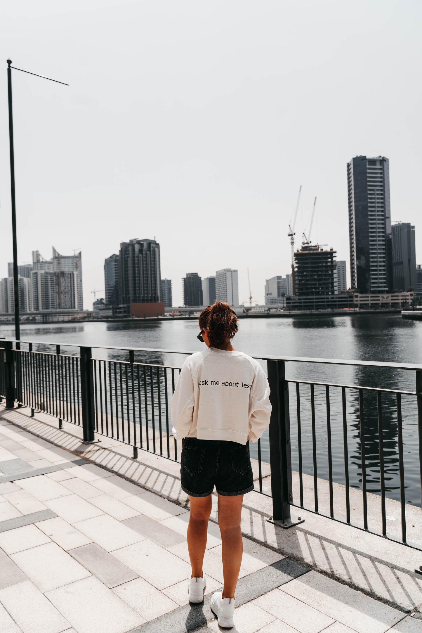 " ASK ME ABOUT JESUS " Women's Off White Crewneck