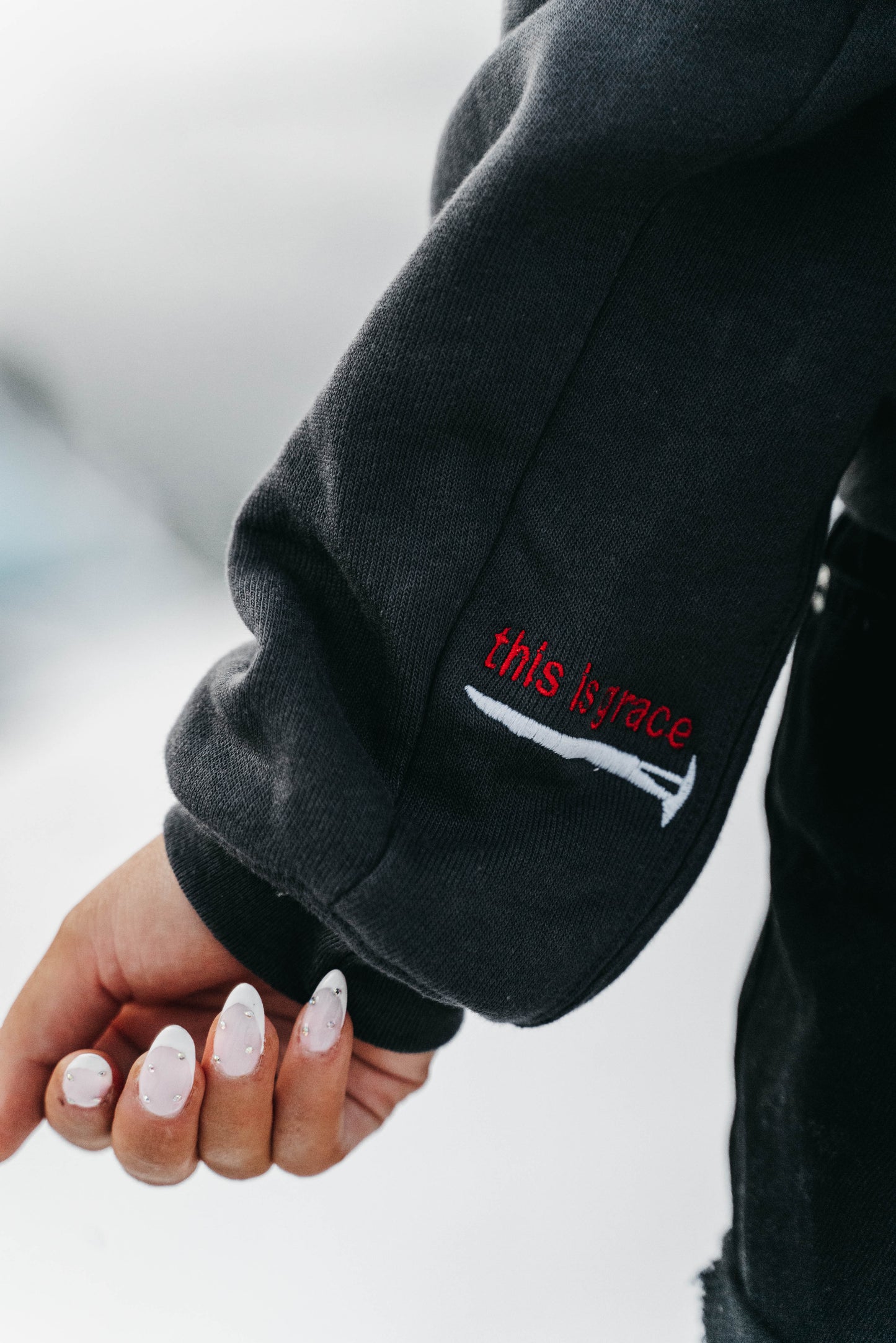 " THIS IS GRACE " Women's Charcoal Grey Crewneck