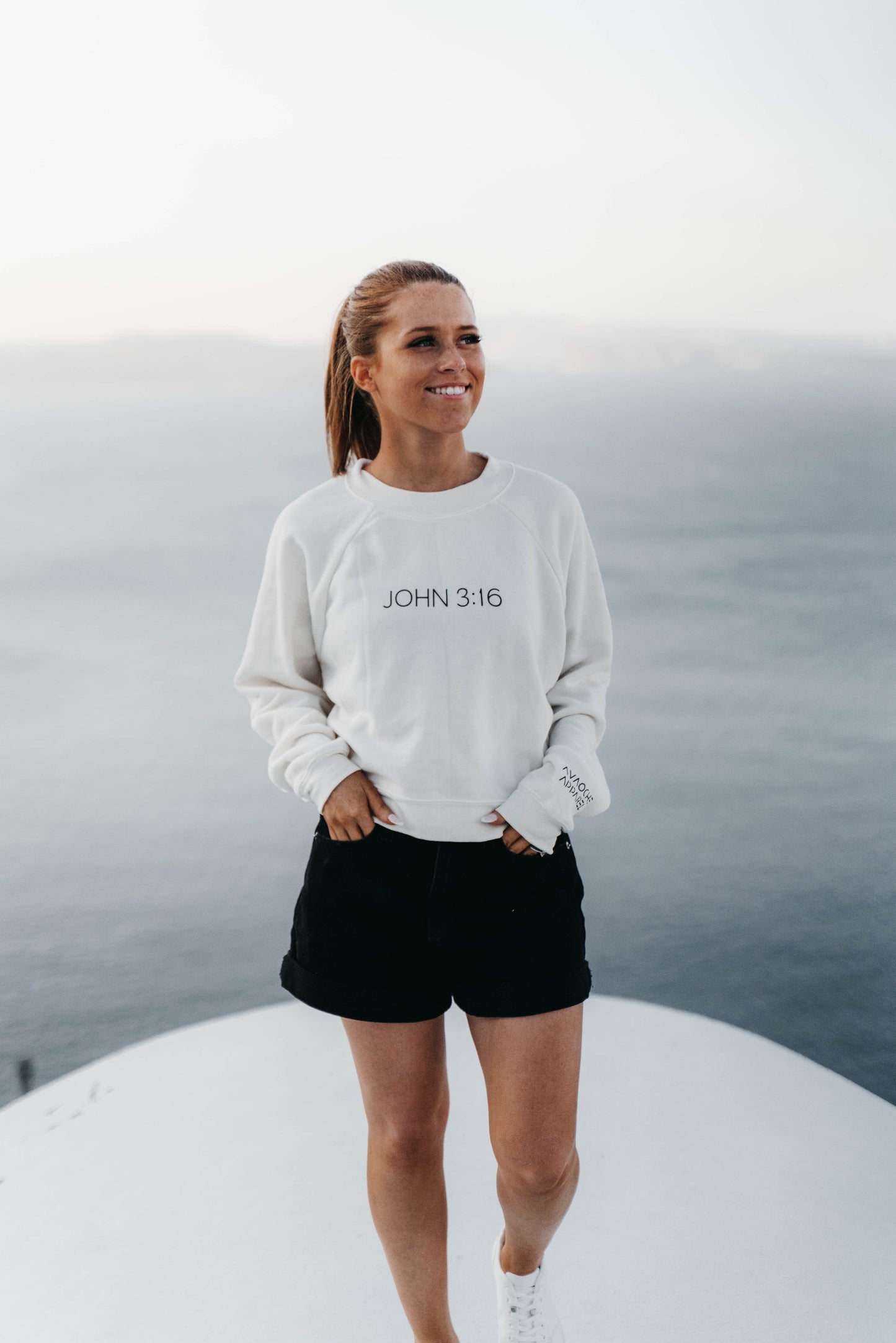 " JOHN 3:16 " Women's Off White Crewneck