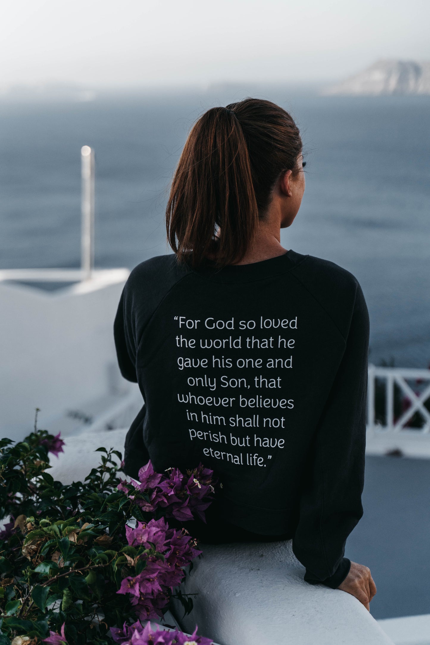 " JOHN 3:16 " Women's Charcoal Grey Crewneck