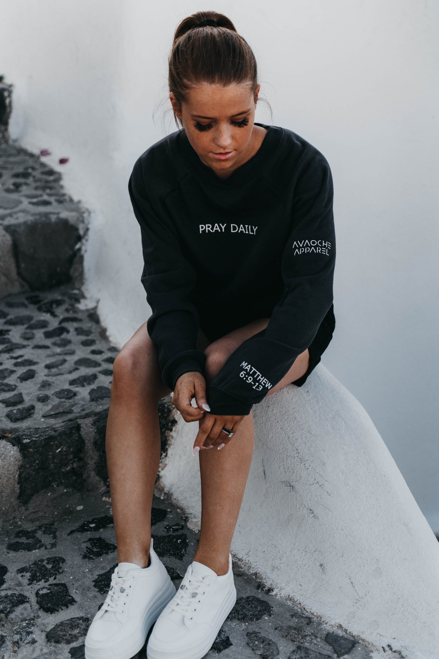 " PRAY DAILY " Women's Charcoal Grey Crewneck