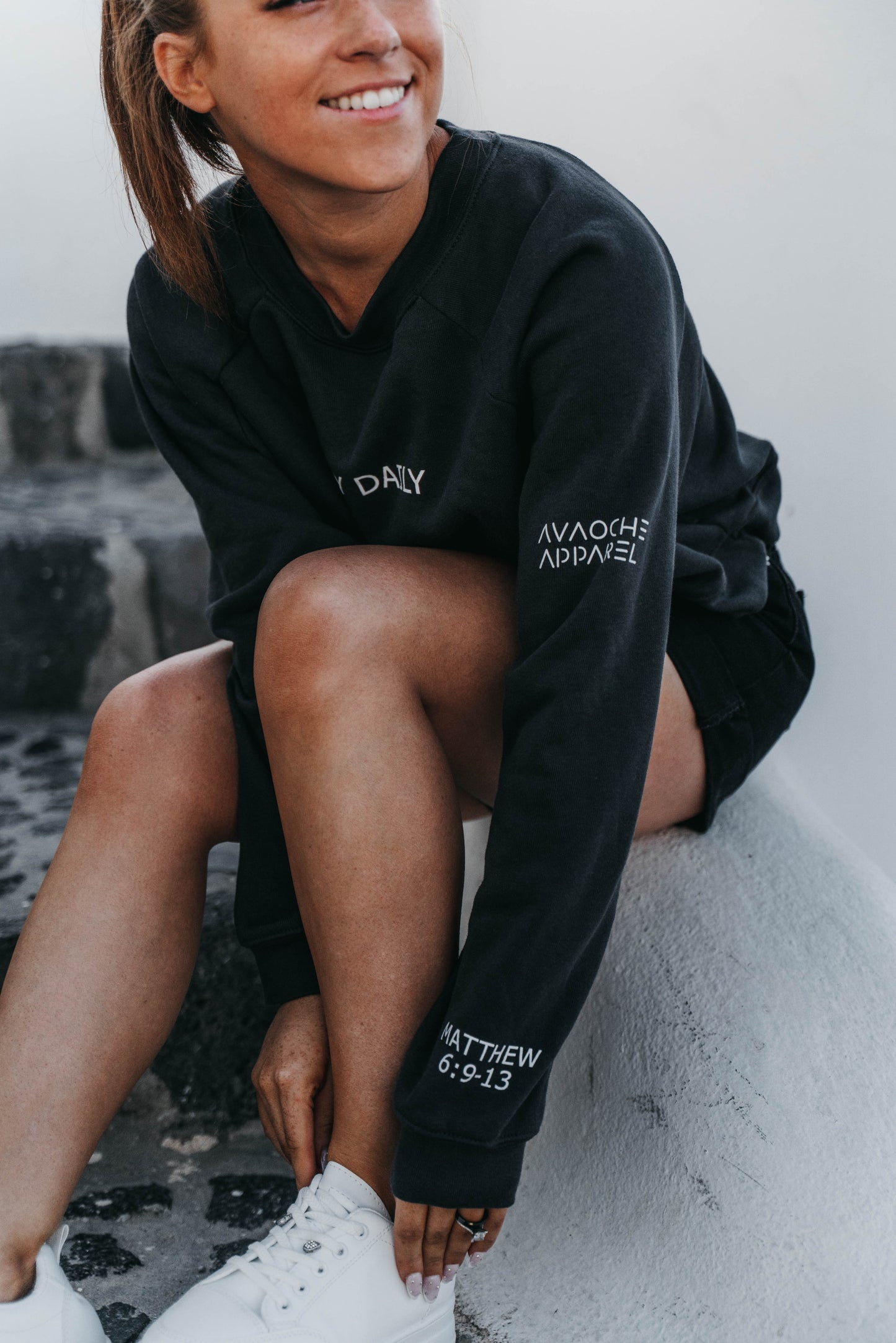 " PRAY DAILY " Women's Charcoal Grey Crewneck