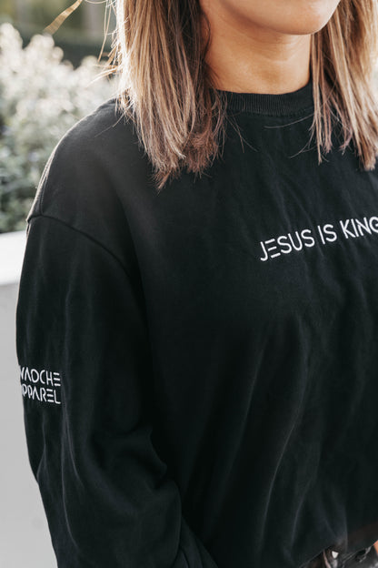 " JESUS IS KING " Women's Black Long Sleeve
