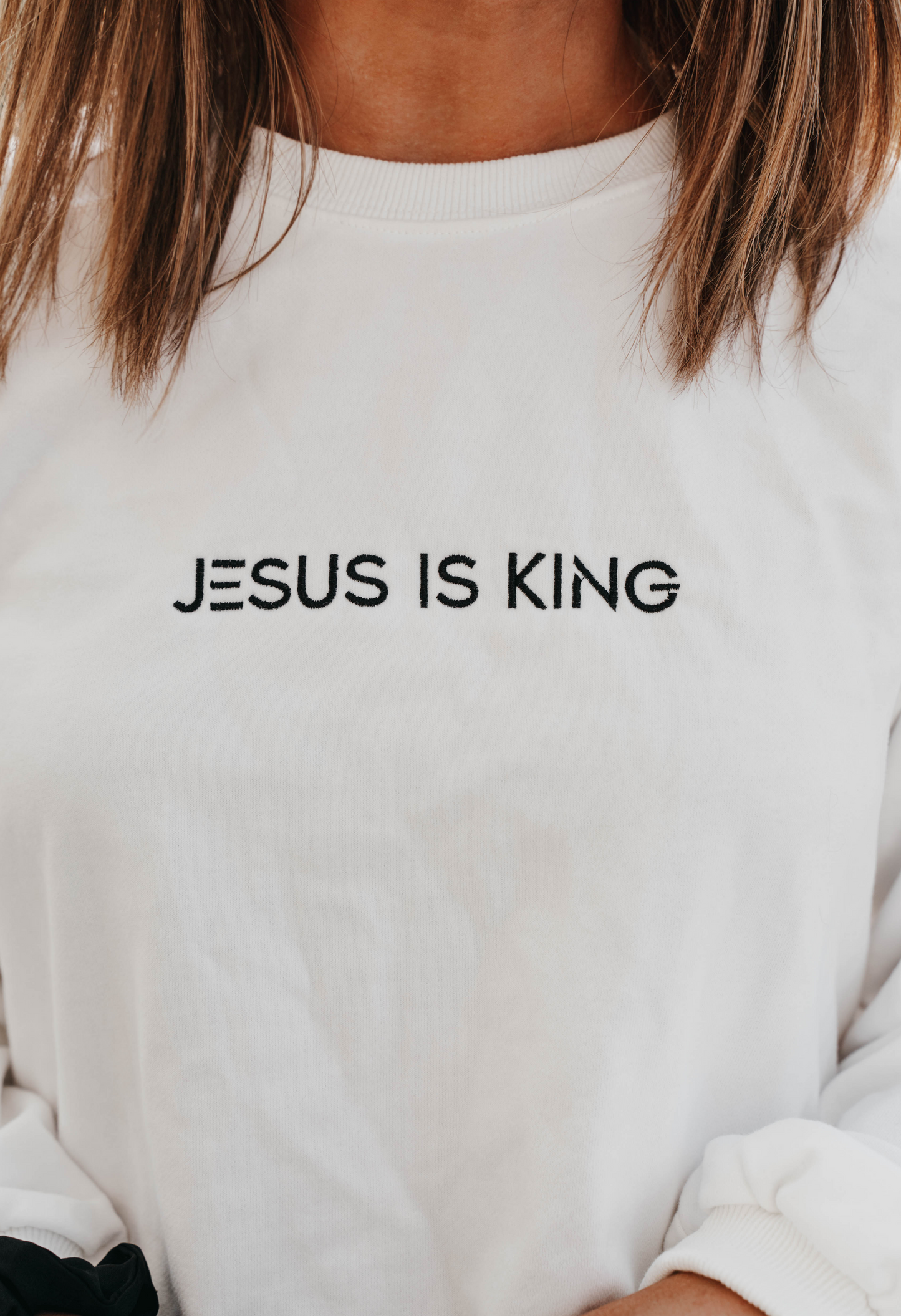 " JESUS IS KING " Women's White Long Sleeve Shirt