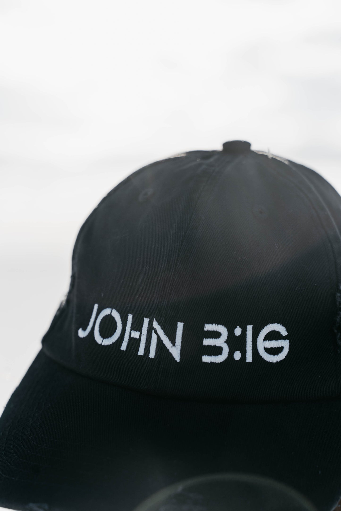 " JOHN 3:16 " Black Unisex Distressed Cap