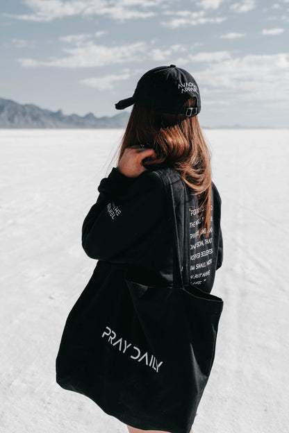 " PRAY DAILY " Organic Black Tote Bag