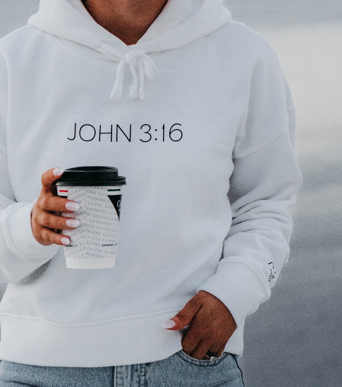 " JOHN 3:16 " Women's White Hoodie