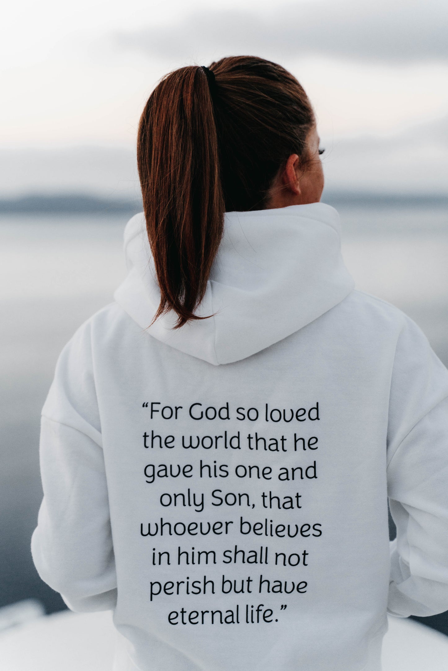 " JOHN 3:16 " Women's White Hoodie