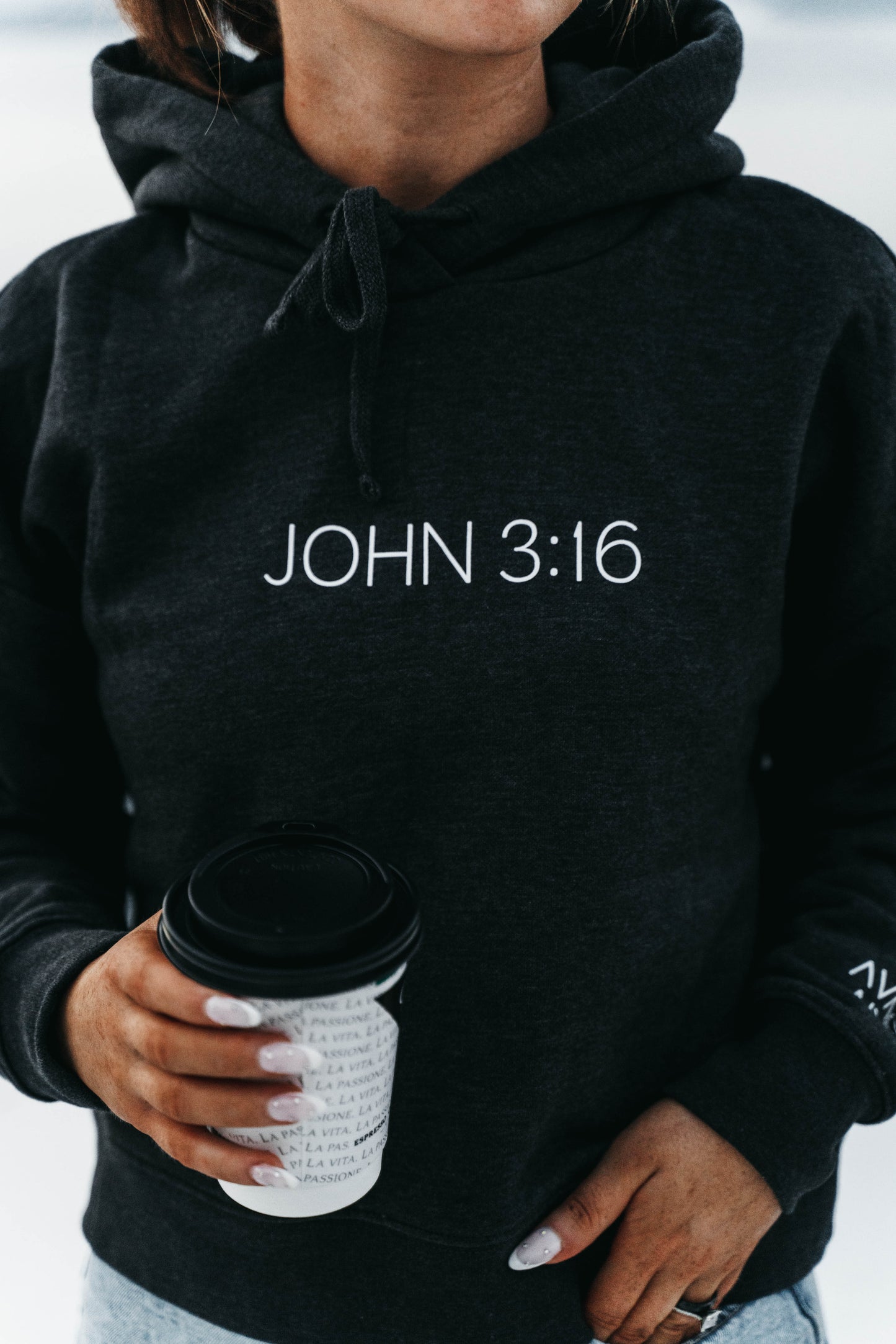 " JOHN 3:16 " Women's Charcoal Grey Hoodie