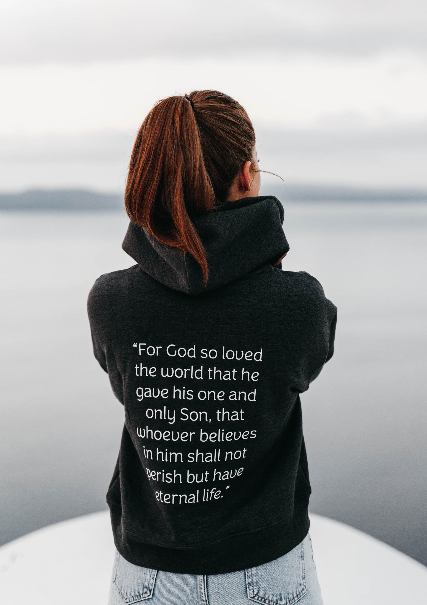 " JOHN 3:16 " Women's Charcoal Grey Hoodie