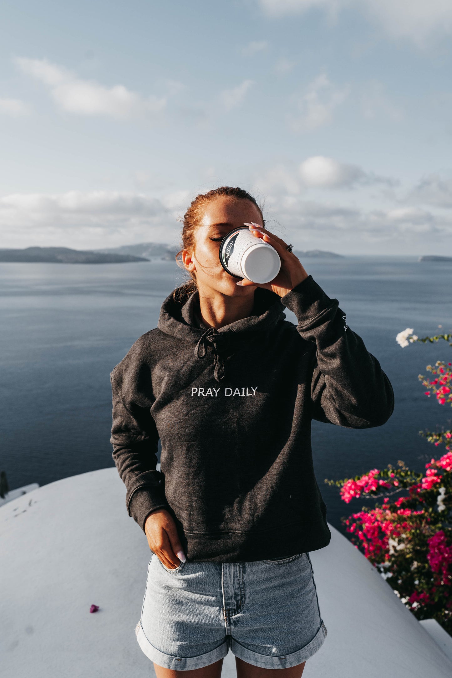 " PRAY DAILY " Women's Charcoal Grey Hoodie