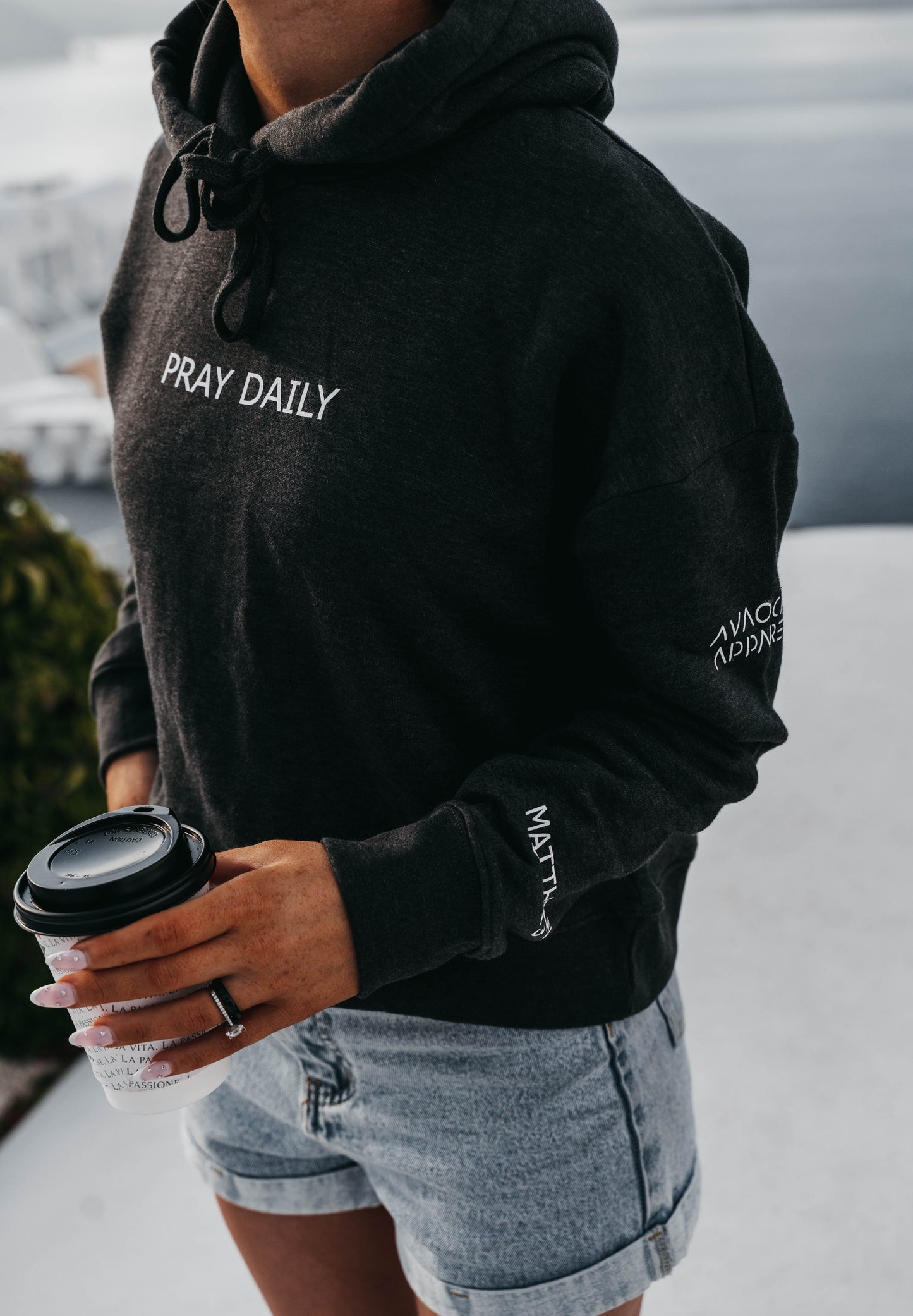 " PRAY DAILY " Women's Charcoal Grey Hoodie