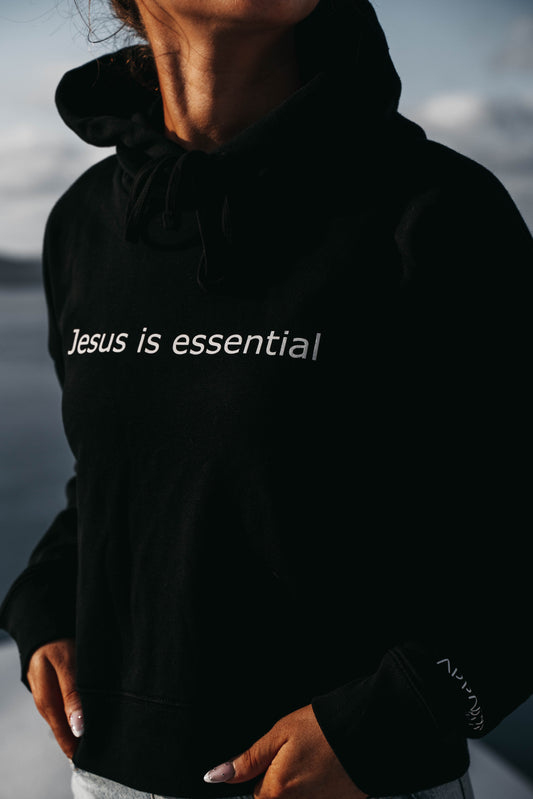" JESUS IS ESSENTIAL " Women's Black Hoodie