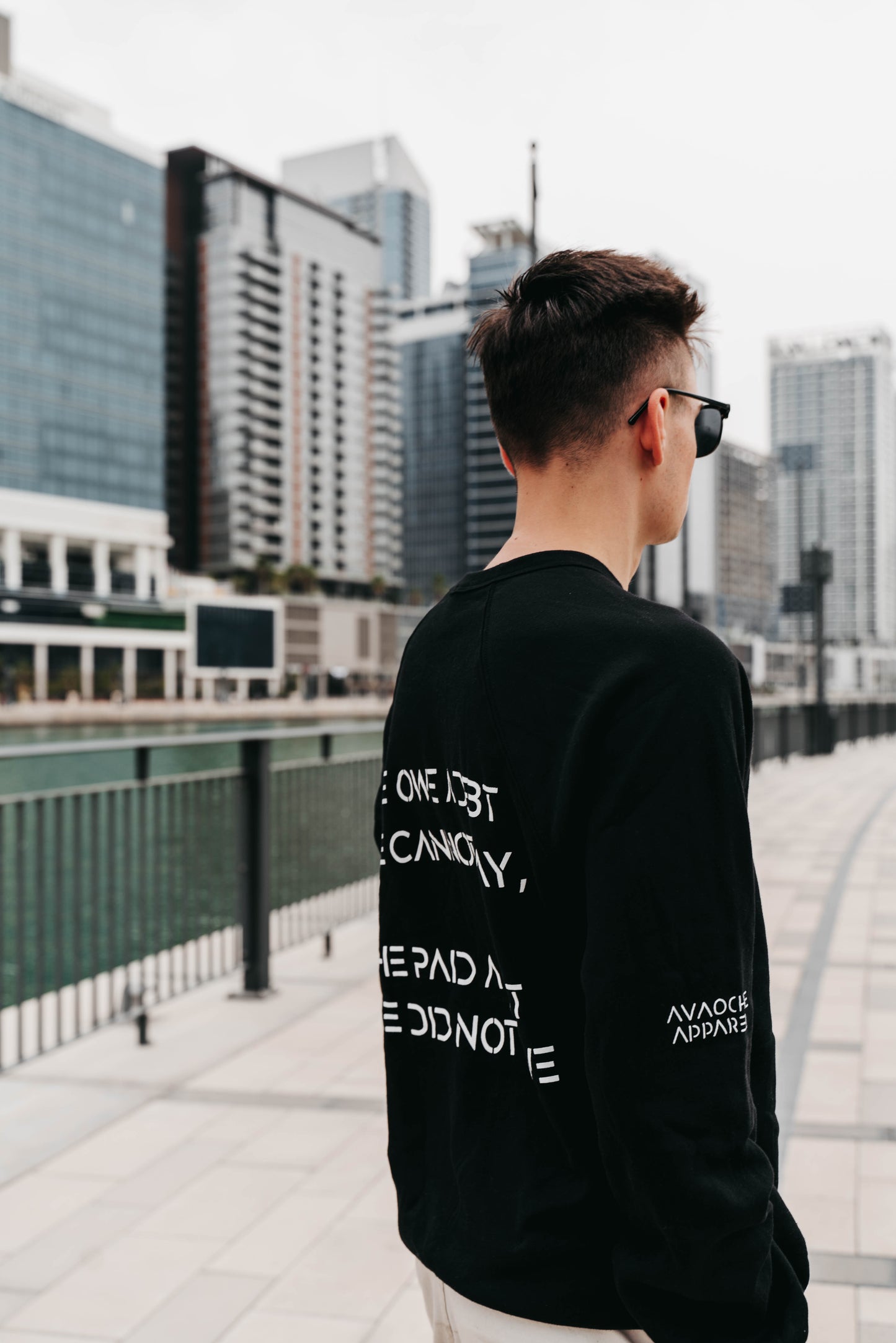 " WE OWE A DEBT... " Men's Black Crewneck