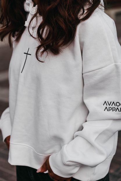 " ASK ME ABOUT JESUS " Women's White Hoodie